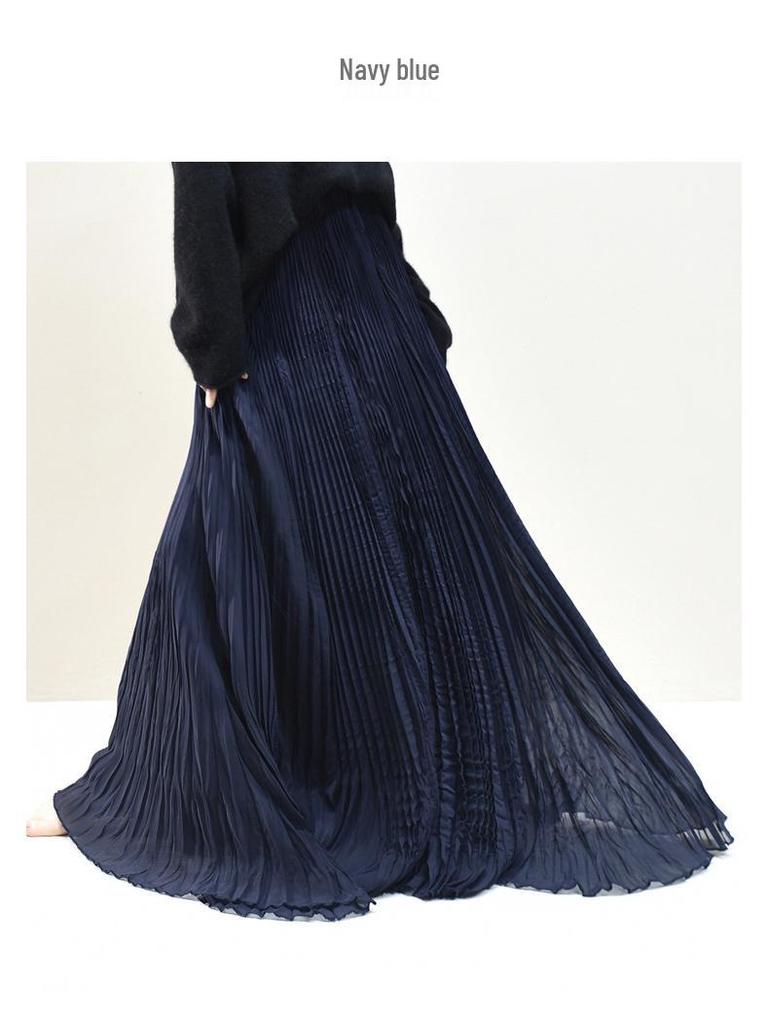 2025 Eleganter Chiffon-Midikleid mit 6 Meter breitem Saum für Damen, A-Linie, für Frühling/Sommer