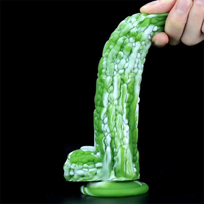 Sexy Bitter Gourd Stick Color Fake Penis Silicone Simulation Penis Masturbation Device for Men and Women Anal Expansion Anus Deep Sucker Anal Plug