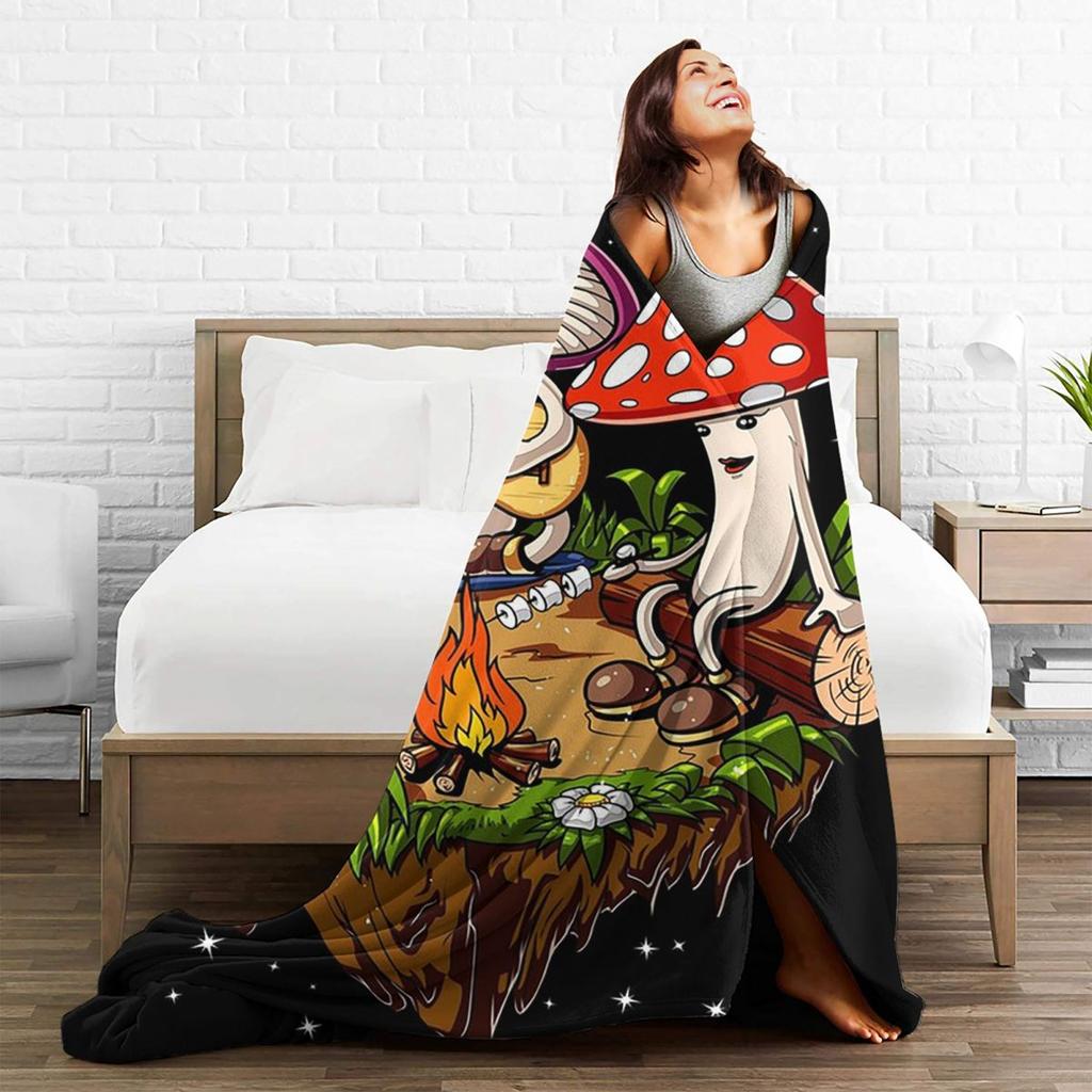 Hippie Magic Mushroom Blanket Flannel Multi-function Throw Blankets Sofa Throw Blanket For Home Outdoor Throws Bedspread Quilt
