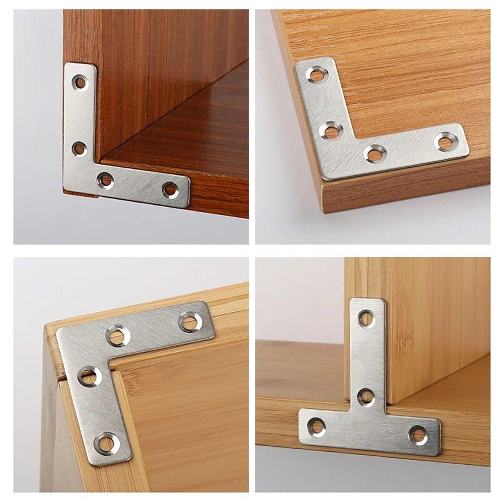 10Pcs 40/50/60/80mm Angle Bracket 90° Right Angle Flat Fastener Connection Plate T-type L-type Stainless Steel Corner Bracket