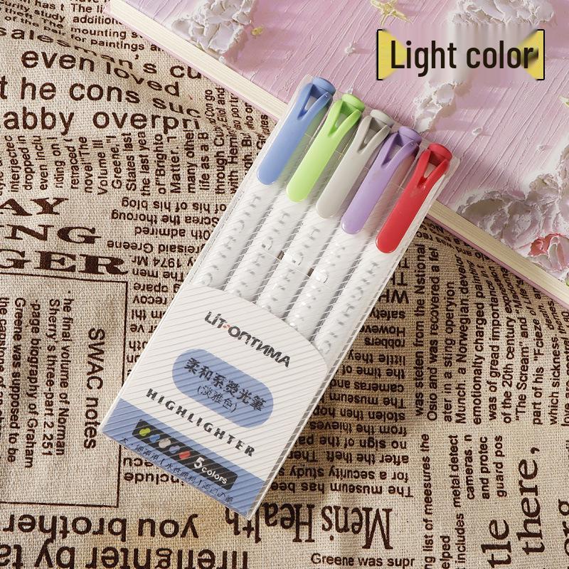 Retro Macaron Double-Ended Fluorescent Marker Pen for Notebooks - Light Colors for Students