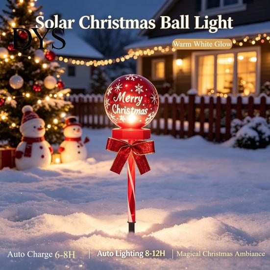 Outdoor Waterproof Landscape Lighting Solar Christmas Ball Light, Color Changing LED Garden Stake with 13 Automatic Dusk to Dawn Yard Decor