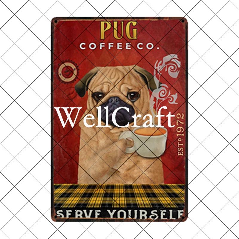 [ WellCraft ] Pet Friend Pug Boxer Dog Life Rules Tin Bath Soap  Metal Signs Posters Vintage Wall Plaque Custom Pub Decor WX-29