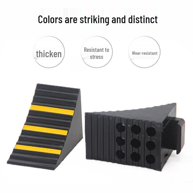 Anti-Slip Rubber Wheel Chocks & Wooden Ramp Pads - Portable Car Anti-Roll Stoppers
