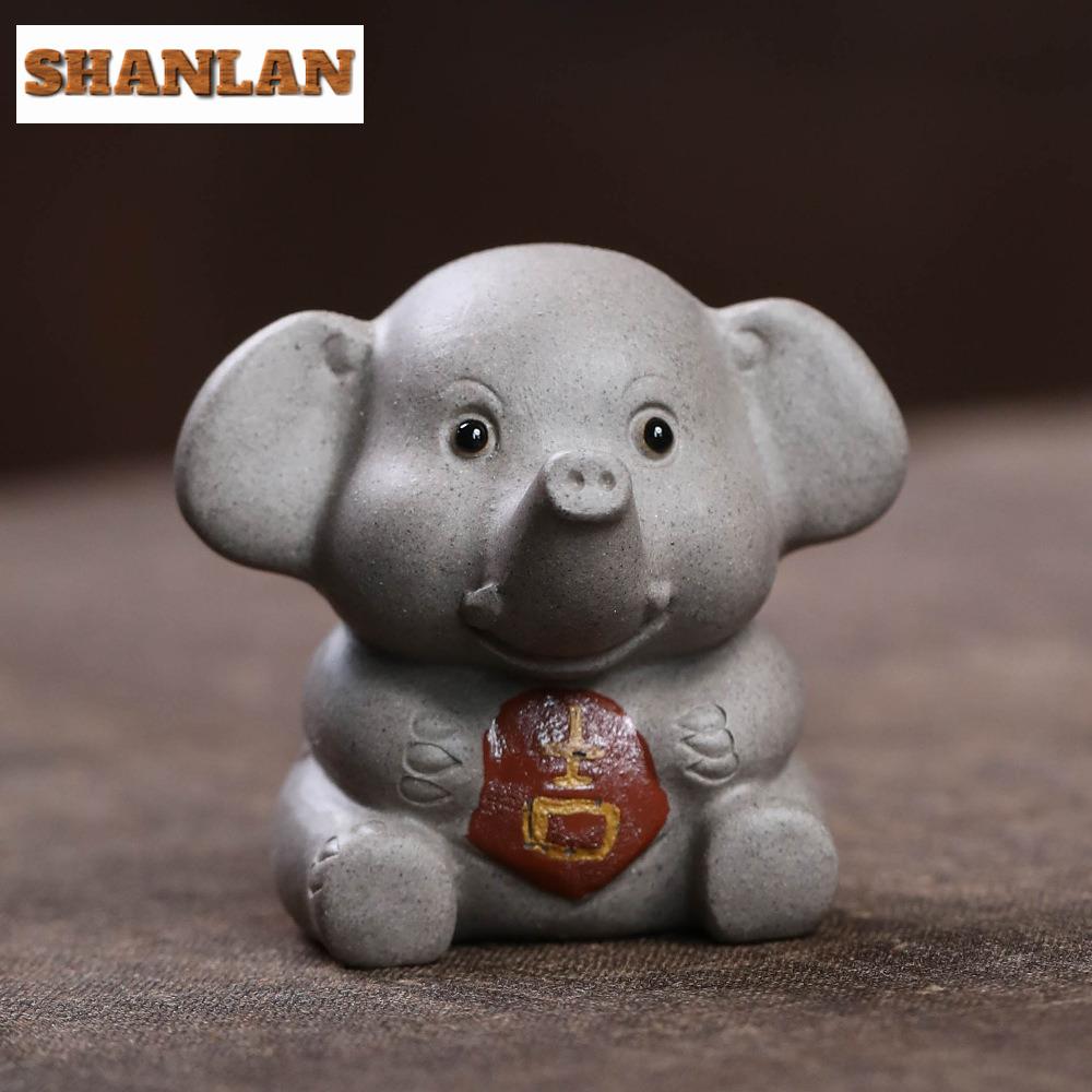 Yixing Purple Clay Cute Peace Elephant Tea Pet Retro Tea Sculpture Tea Figurine Play Toys Tea Statue Ornaments Workmanship Craft