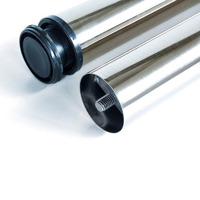 Pieds de table réglables en acier - Emuca - Diamètre 60mm - Hauteur 710mm - Nickel satiné