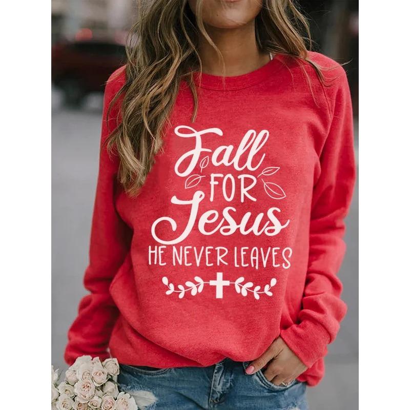 Shoulder sleeves autumn winter letter loose 3D printed long sleeved round neck sweatshirt Pullovers & Long Sleeves (women’s)
