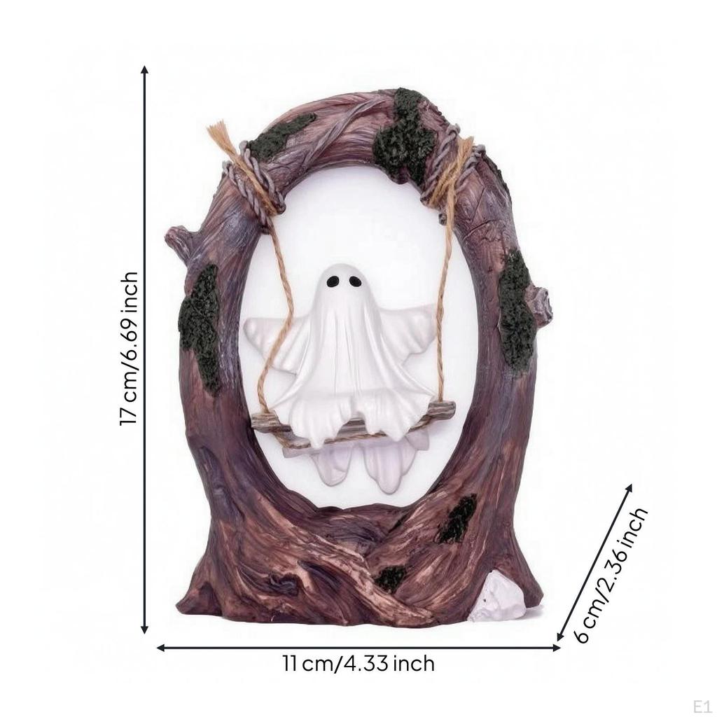 Resin Tree Frame with Spirit Swing Wood-Grain Tabletop Decoration Spooky