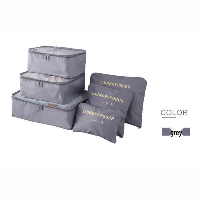 Korean Style Travel Bag Set - 6-Piece Oxford Cloth Organizer for Clothes, Underwear, and Shoes
