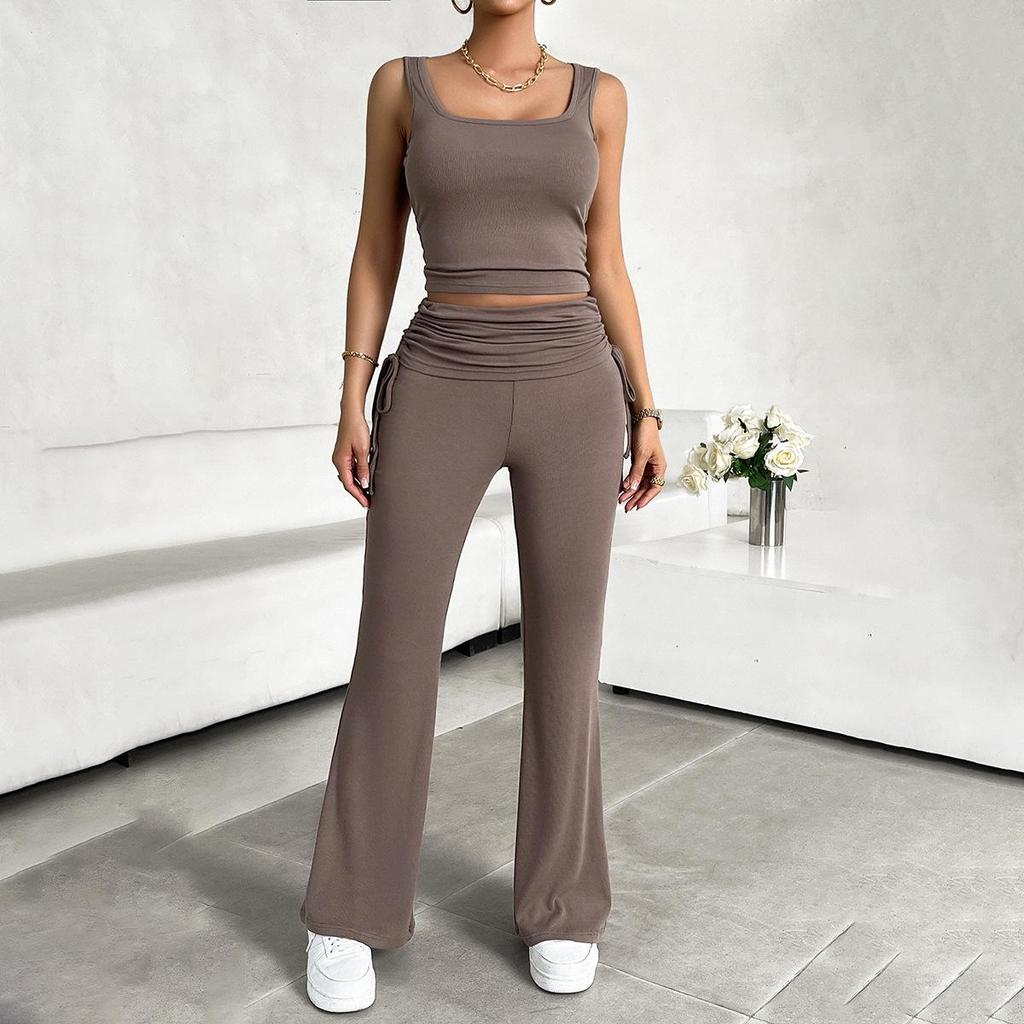 Diyun Women's 2024 Spring/Summer Casual Slim-fit Tank Top & Long Pants Set - European & American Style