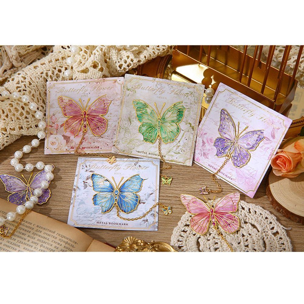 Bronzing Metal Butterfly Bookmark Separator Pages Pagination Mark Pendant Book Marker  School