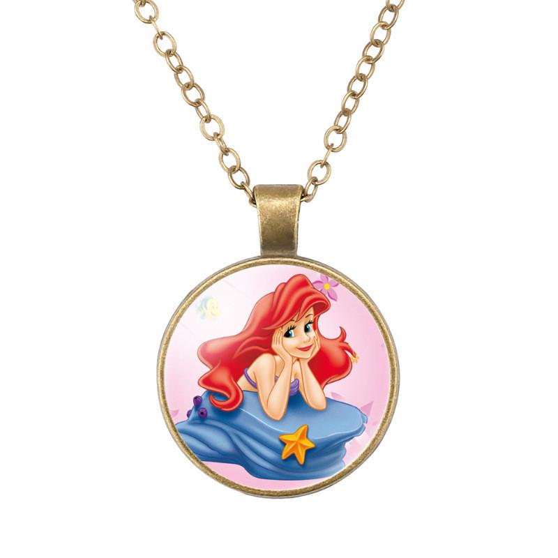 Affascinante Collana con Ciondolo Gemma del Tempo Ariel Sirenetta Gioielli Principessa Cartone Animato