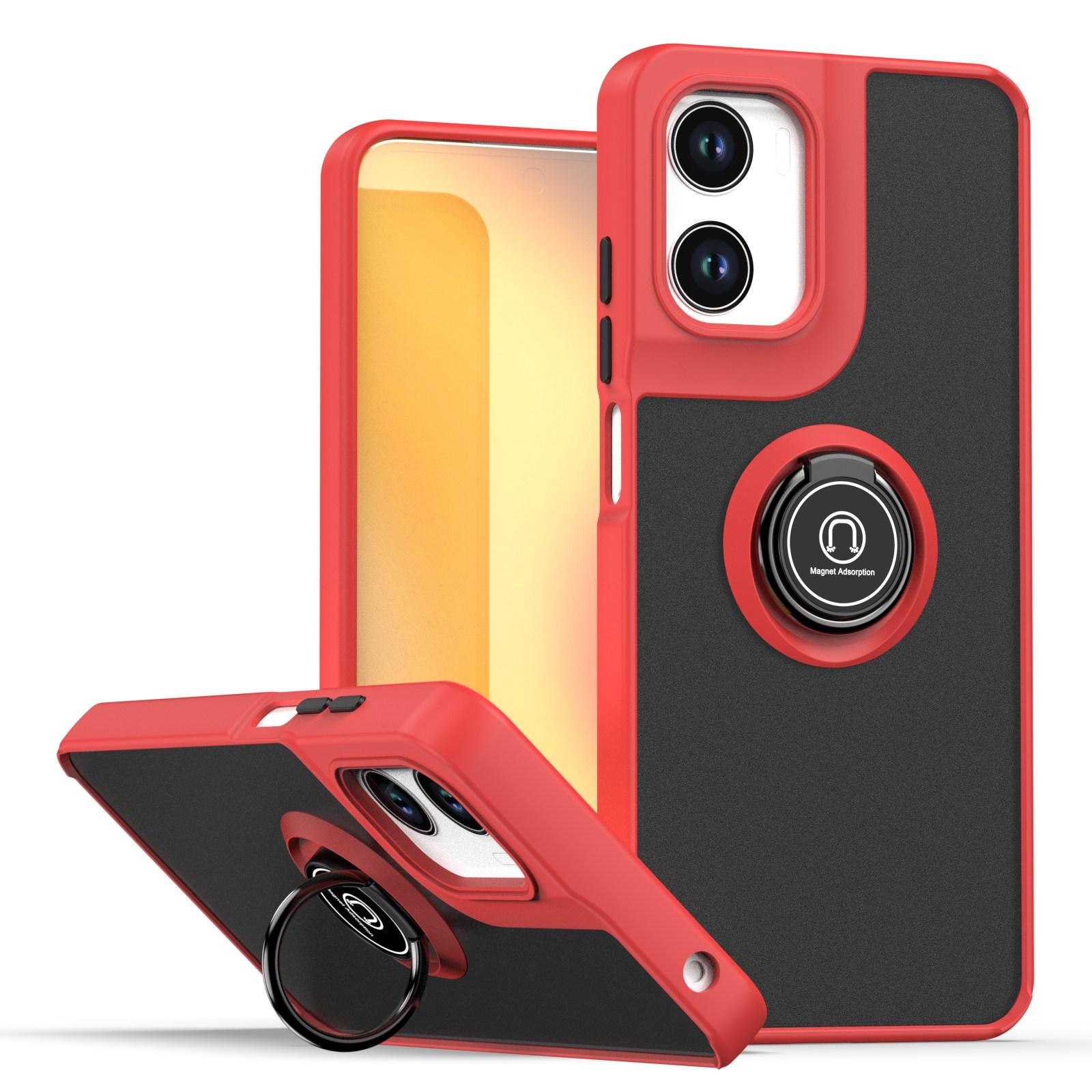 

Ударопрочный матовый бронированный чехол для Motorola Moto G05 Поворотная подставка 360° Магнитное кольцо-держатель Стенд Жесткая задняя крышка из поликарбоната For Moto G05 красный