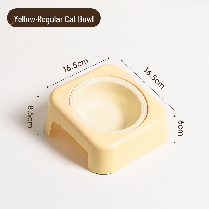 Slanted Double Cat Bowl - Anti-tip, Stainless Steel, Detachable, Washable, Anti-black Chin Cat Food and Water Bowl.