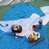 Musubi Aqua Drop Recycled Furoshiki Bear and Salmon Cloth, Design, Green, 100cm, Polyester, Water-Repellent