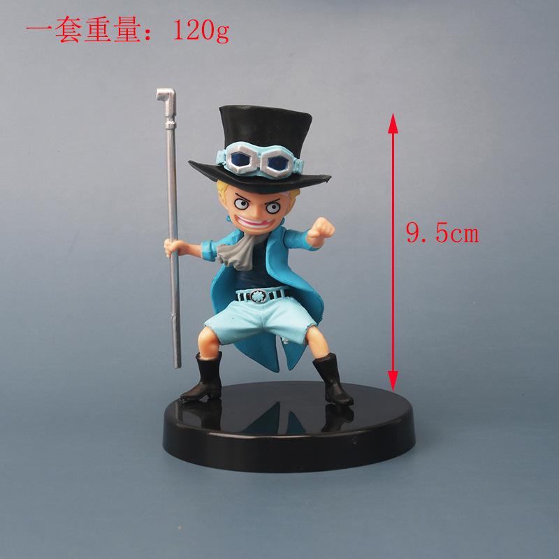 3Pcs/Lot 10cm Anime One Piece Luffy Ace Sabo PVC Action Figurine With Stick  PVC Action Figure Model Toys Dolls Kids Gifts