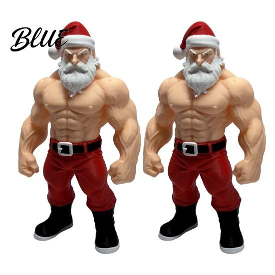 Christmas Desk Decorations 3D Printed Fitness Santa Claus Figurine Muscular Statue Funny Secret Office Presents Creative Sports Figure Desktop