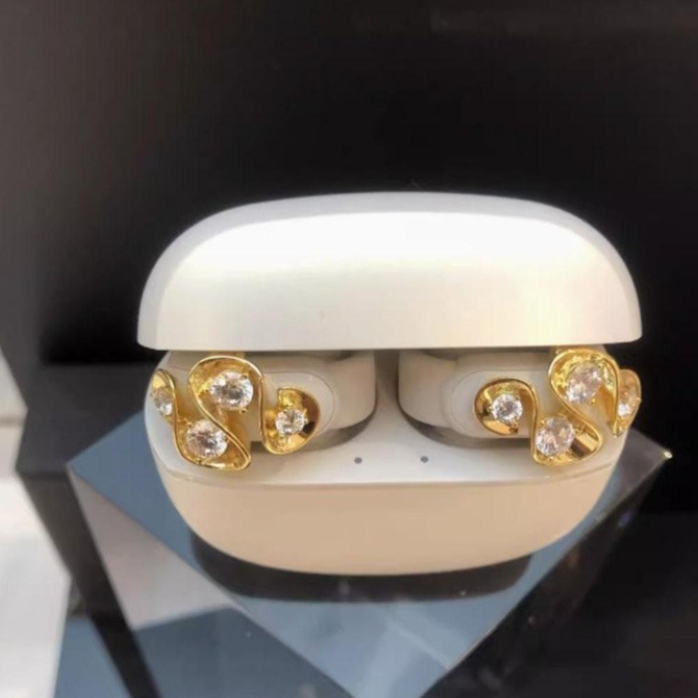 1 Pair Clip On Earbuds Jewelry Clip On Headphone Bow-Shaped Decoration Women Exquisite Open-Ear Earphone Decoration Jewelry Gift