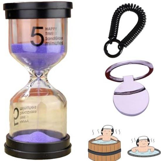 Clessidra 5 Minuti Orologio Impermeabile Cucina Sauna Spazzolino Leggero Portatile Supporto Auto Cavo Telefono Portachiavi (porpora)