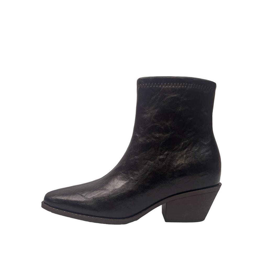 Pointed Chelsea boots women's new autumn and winter warm thickened velvet French small short boots thick heel retro thin boots