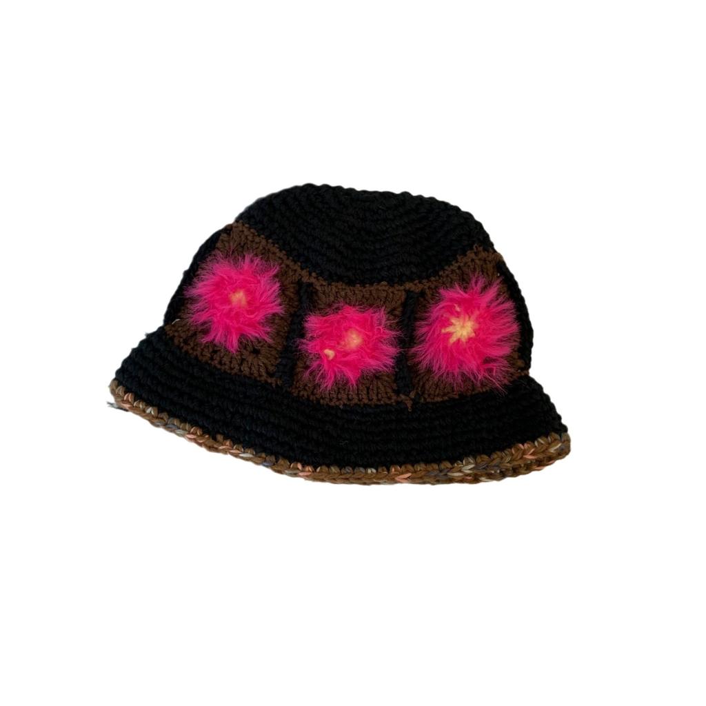 Warm and Cold Hat Versatile Wool Hat Winter Big Head Circumference Women's Face Small Colorful Striped Fisherman Hat Small Flower Pile Hat