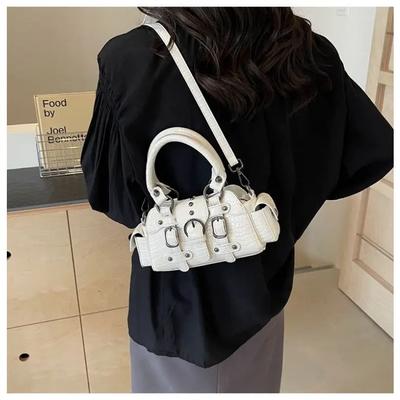 Vintage Niet Rosa Umhängetasche Frauen Retro Krokodil Muster Hand Tasche Weibliche Heiße Mädchen Griff Umhängetaschen Chic