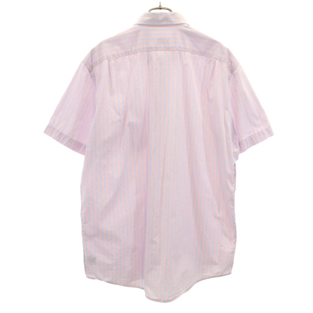 Lacoste Check Pattern Short Sleeve Button Down Shirt 43 Pink Men's Used
