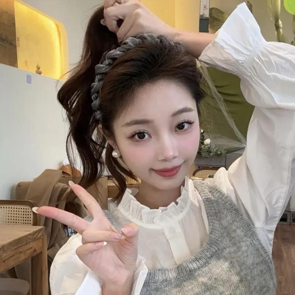 Luxuriöses gewelltes Stoff-Stirnband für Frauen - Rutschfest, hochkroniges Haaraccessoire zum Gesichtwaschen