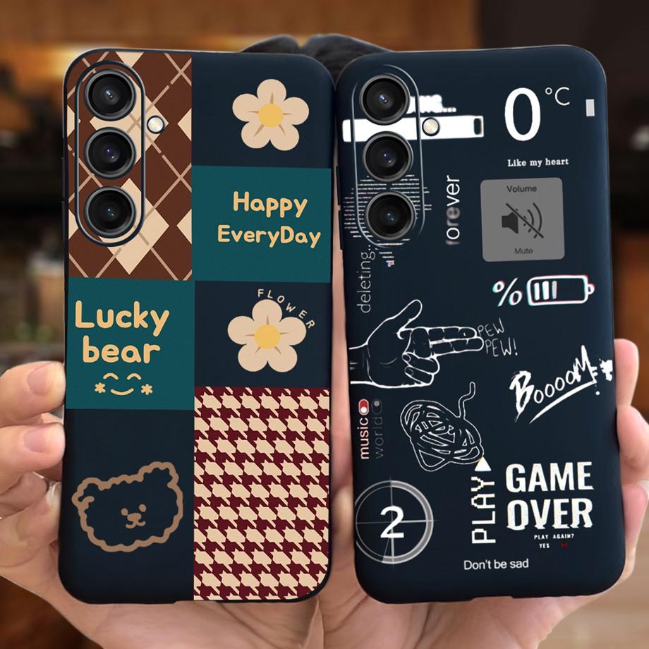 For Samsung Galaxy A15 4G Case Luxury Anti-knock Back Cover On Funda Samsung A15 A155F Capas Cool Style Cute Cartoon Print Cases