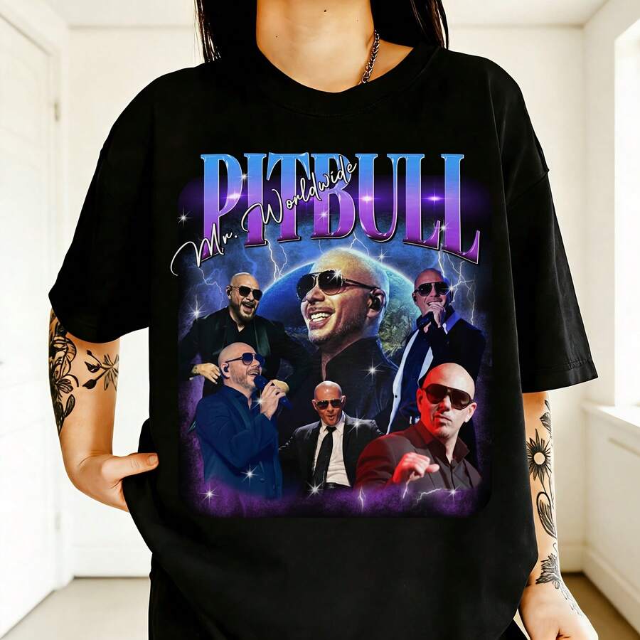 2026 NEW S & Unisex Pitbull Mr. Worldwide Vintage 90 s Rap Concert & Swea Iconic Album Tracklist S