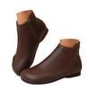 Women's Flat Soled Side Zip Ankle Boots Leather Stylish Retro Round Toe Soft Leather Ankle Boots. Womens Boots Leather Lace up