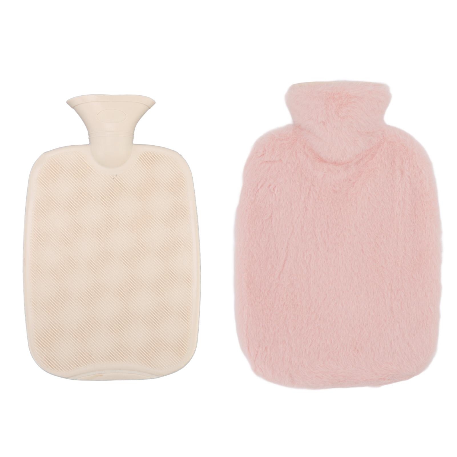 

Грілка 2 л Знімний плюшевий чохол Безпечний ПВХ Протиковзка різьбова пробка Мішок для гарячої води для спальні, офісу, подорожей рожевий