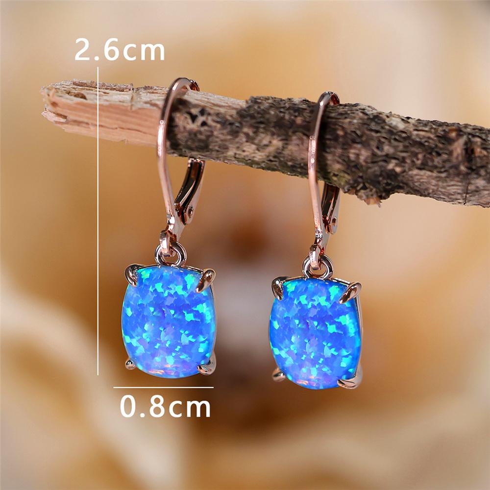 Trendy Bridal Crystal Big Oval Hoop Earrings Cute Female White Blue Fire Opal Stone Wedding Jewelry For Women