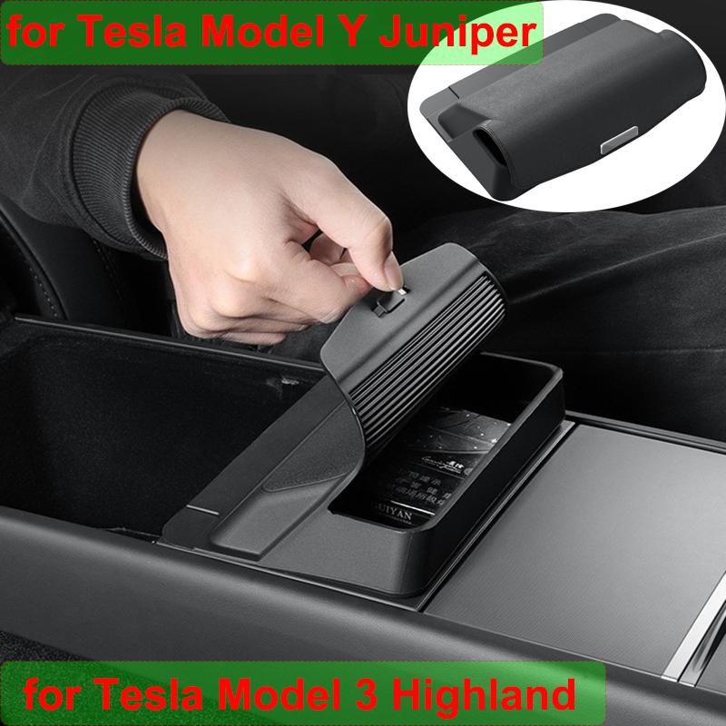 For New Tesla Model Y Juniper 2026 2025 Accessories Center Console Glasses Storage Tray Model 3 Highland Storage Box with Cover
