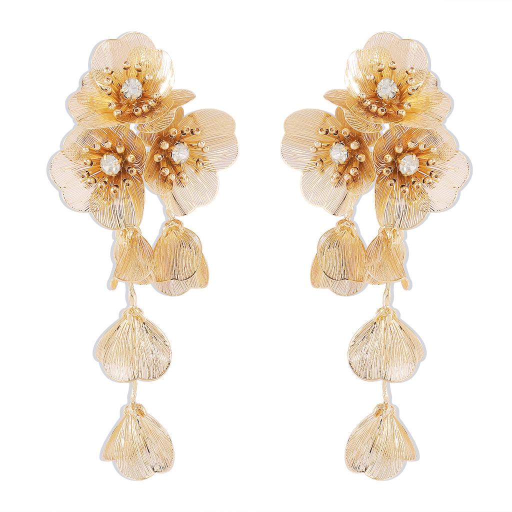 Cross Border Exaggerated 3D Geometric Earrings Heavy Metal Style Flower Design Runway Party Fashion Ear Jewelry