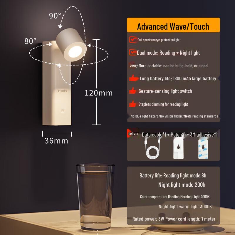 Philips Full Spectrum Smart Sensor Bedside Lamp