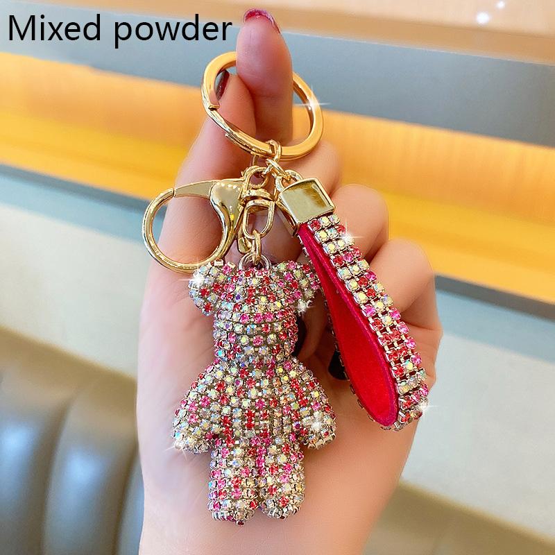 High Quality Animal Rhinestone Keychain Belt Car Key Box Pendant Luxury Rhinestone Bear Bag Keychain Women Bag Pendant Girl
