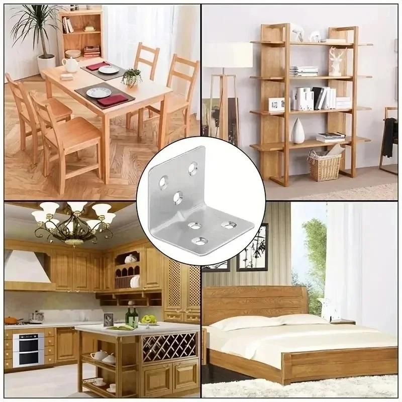 20pcs Stainless Steel L-Shaped Corner Code 90 Degree Laminated Furniture Plate Hardware Right Angle Bracket Cabinets Small