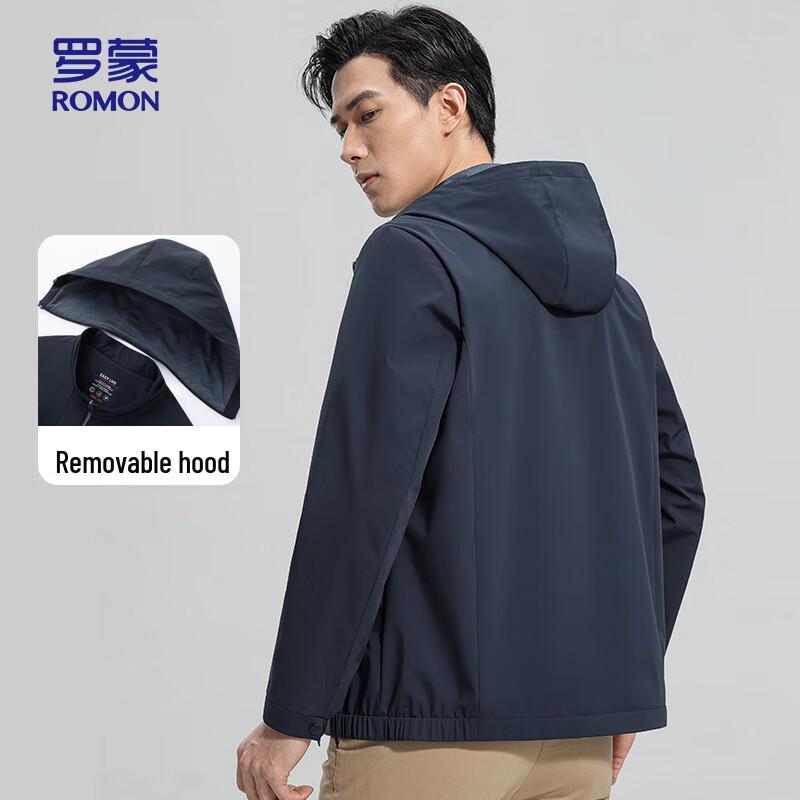 Romon Men's Hooded Business Casual Jacket