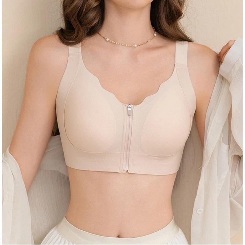Women Front Zip Wireless Bra Four Way Lift Support Comfortable Lingerie