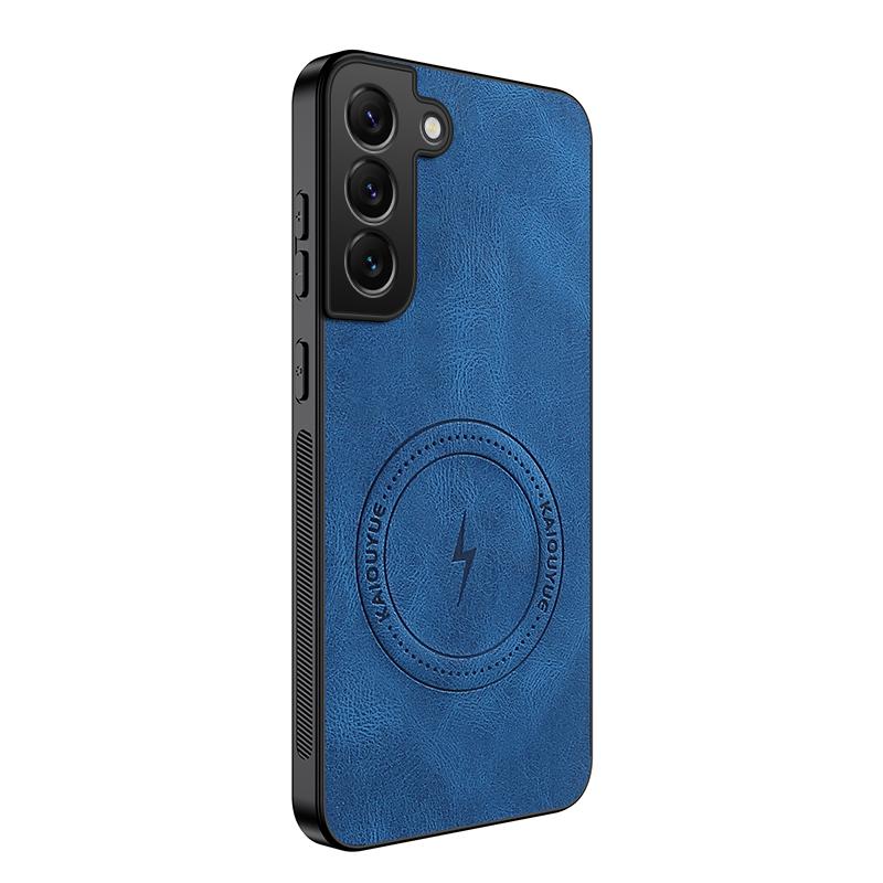 New Leather Matte Frosted Magnetic Phone Case For Samsung Galaxy S21 S22 S23 FE S24 Plus S25 Edge Shockproof Bumper Soft Cover