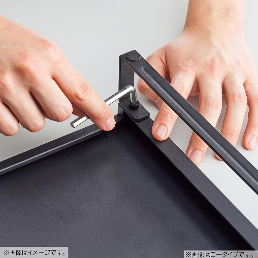 LIHIT LAB Computer Stand, Monitor Stand, Desk Stand, 590mm Wide, with Drawer, Matte Black, A7338-124