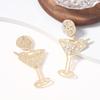 Cross-border New Creative Carnival Party Diamond-encrusted Fashion Wine Glass Shape Earrings, Super Flash Hollow Fashion Personalized Models