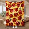 Pepperoni Pizza Pattern, Foodie Gift, Soft Blanket, Realistic Cheese And Olive Design, Multi-Purpose Home Decor, Cozy Comfort