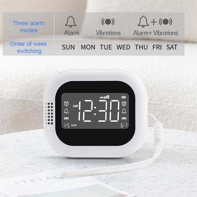 Vibrating Digital Dual Alarm  Built-in Radio Function Portable Mini Clock Three Alarm Modes Charging Alarm Clock For Elderly