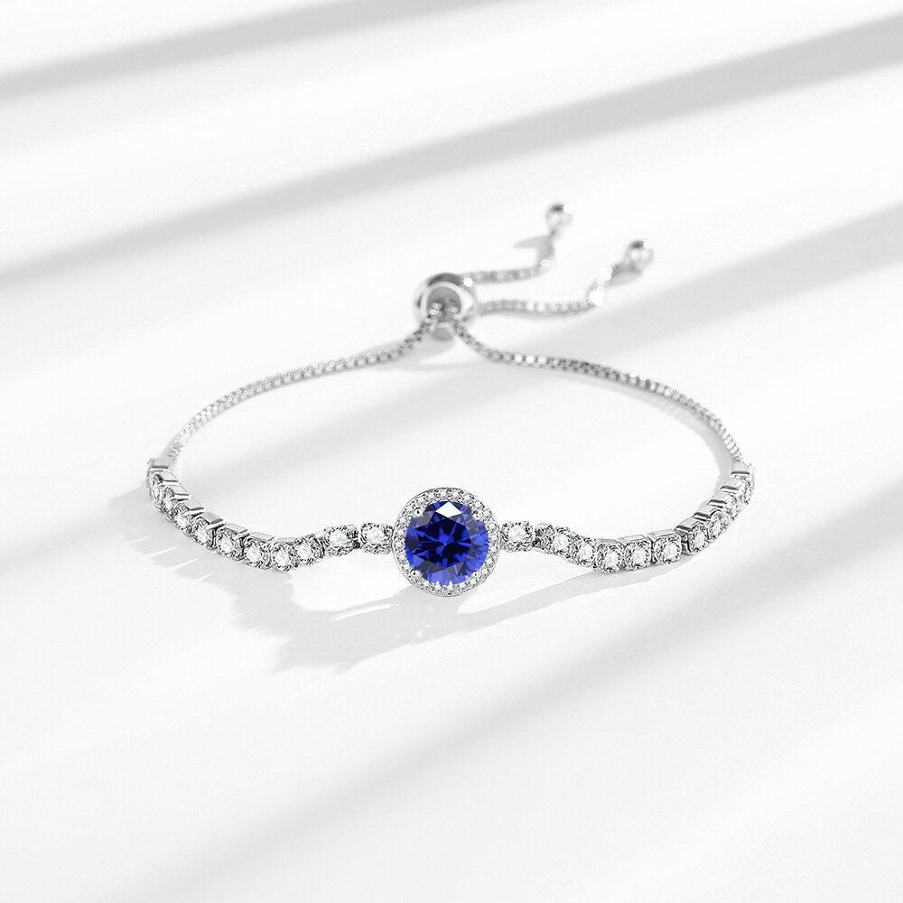 French Romantic 925 Silver Pull-Up 2 Carat Round Bag Zircon Imitation Moissanite Ladies Bracelet Wedding Jewelry