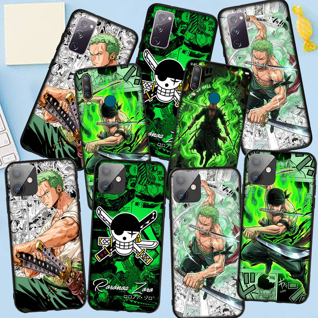 Coque de téléphone pour Samsung Galaxy S25 S23 S24 Ultra FE Plus A05 A06 A15 A16 A36 A37 A35 A54 A55 A56 A57 A25 A26 A53 A17 A52 One Pieces Roronoa Zoro Housse