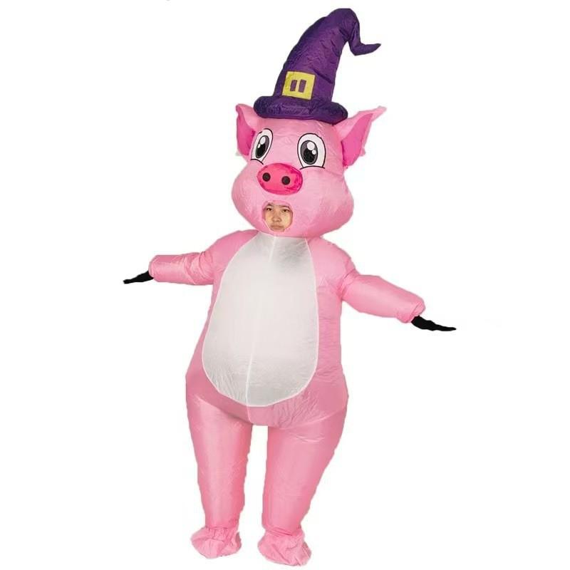Piepūšams rozā izjādes cūkas kostīms Hallowīna