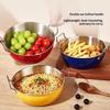 Colored Design Stainless Steel Kitchen Cooking Bowls Dual Handle Food Grade Anti-scald Bowl for Home Restaurant Use 1PC