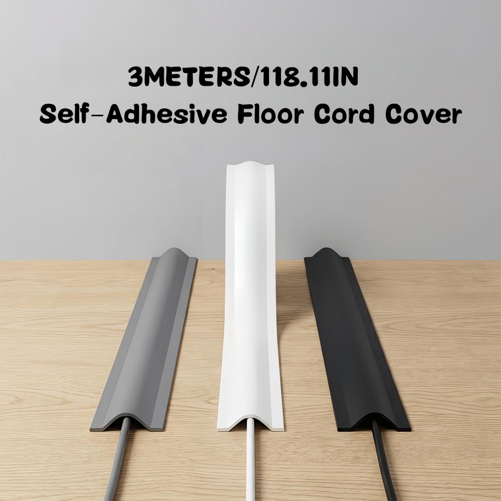 1Roll 3METERS/118.11IN Cable Cover Protector PVC Self-Adhesive Wire Protection Strip Wear Resistant Prevent Trip Wall and Floor